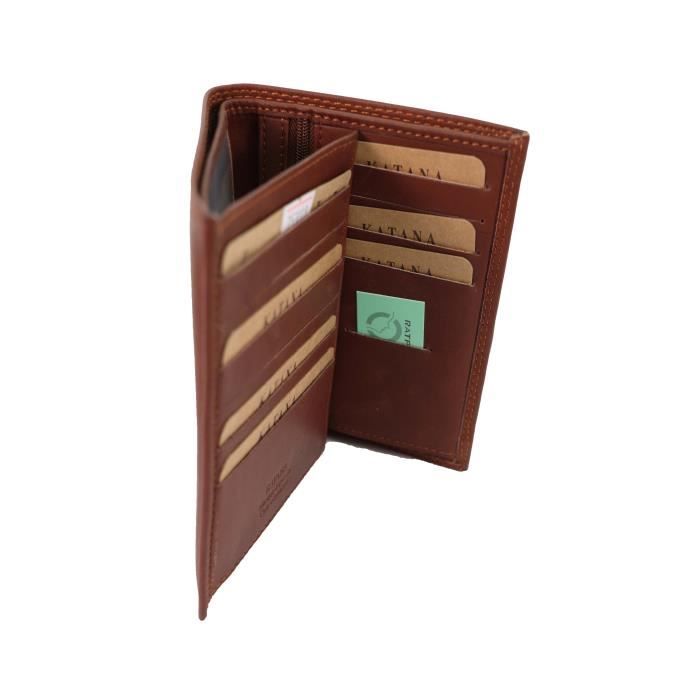Portefeuille Katana Homme – Cuir Gras, 3 Volets, 12x9cm, Plusieurs Couleurs
