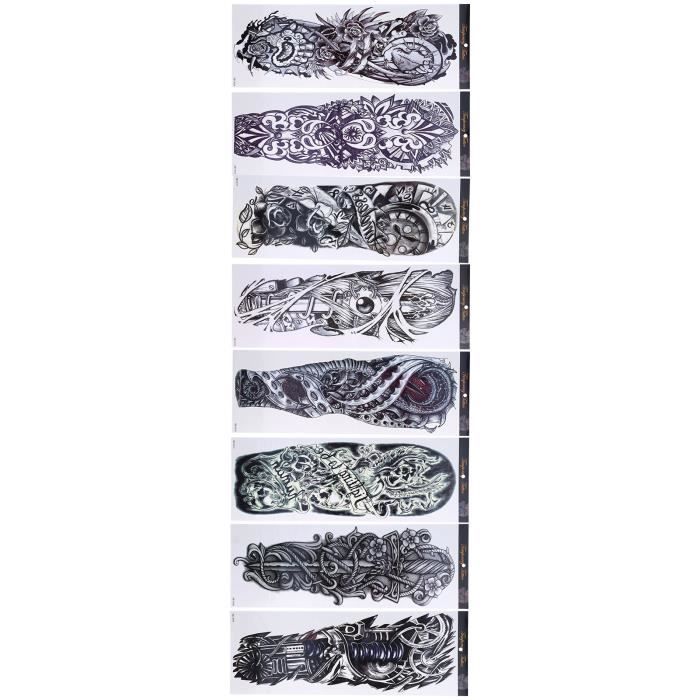 COKTAK 11 Feuilles Plein Bras Tatouages Éphémères Femme Manchette F Guerrier Autocollants Tatouage Full Loup Lion Tigre Oe Ta