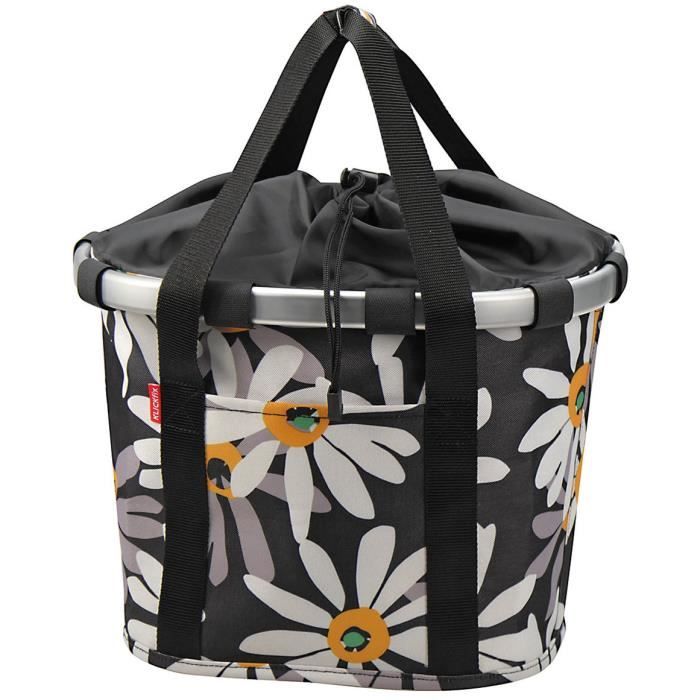 Panier vélo avant KlickFix Reisenthel Margarite blanc/noir - Charge 5 kg - Adulte Mixte - 350 x 280 x 260 mm