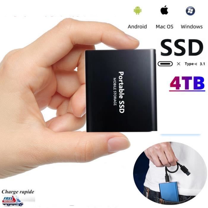 MAIMANRUI®Disque SSD Mini Disque Dur Externe Portable 4TB 4To Type-C Noir