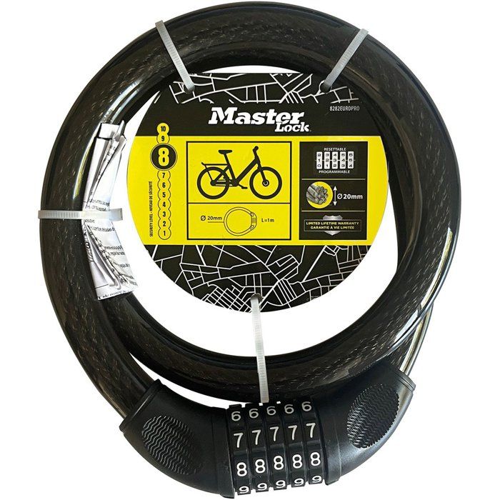 Antivol câble vélo - MASTER LOCK - Serrure à combinaison