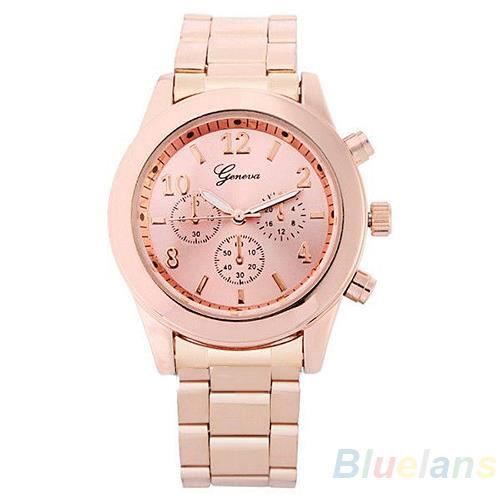 Geneva Montre à quartz analogique en acier inoxydable pour