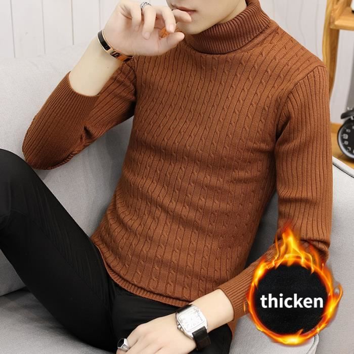 Pull Homme à Col Roulé Semi-Haut - Rayures Slim - Automne/Hiver 2025 - Polyester - Mode Décontractée