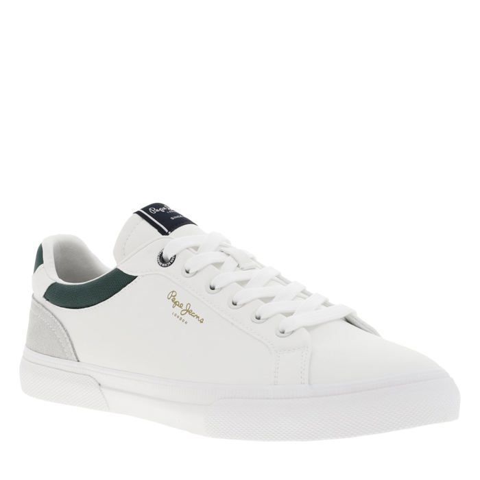 Pepe Jeans Baskets tennis blanches et vertes à semelle plate et à lacets plats