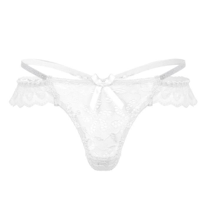 String Dentelle Homme IEFIEL - Transparent, Respirant, Avec Poche Bombée. Taille M à XL