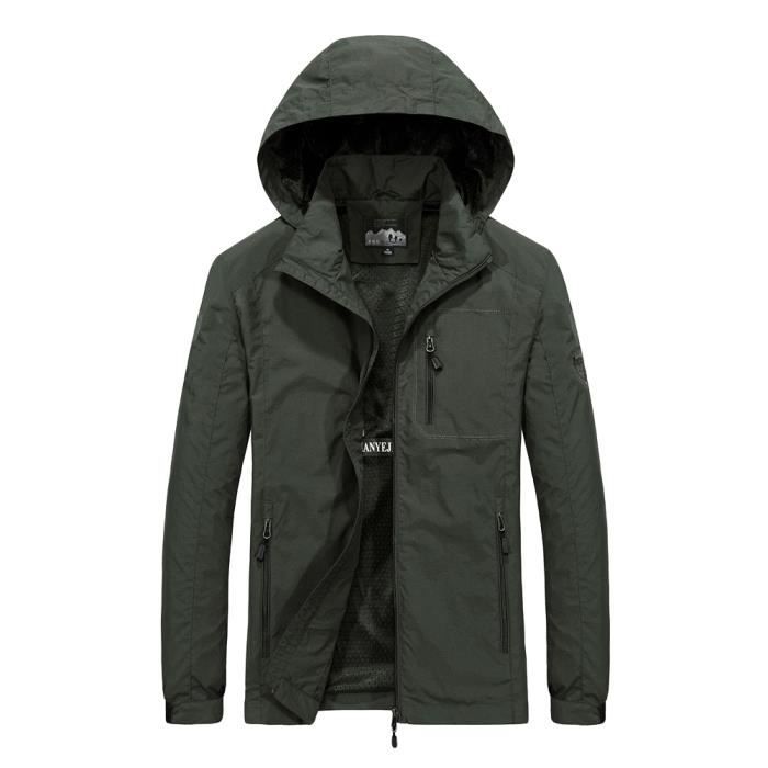 TACVASEN Veste Randonnée Homme Imperméable - Softshell Militaire Avec Capuche Amovible