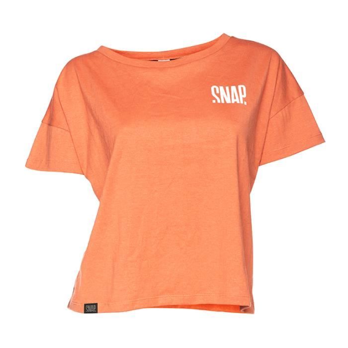 T-shirt crop top femme Snap Climbing - terracota - L - Escalade - coton bio et chanvre