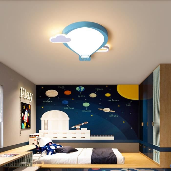 A,52CM Bois Avion Forme LED Plafonnier Dimmable Avec Télécommande Moderne Enfant Plafond Lustre Lustre Luminaire Pour Chambre Enfants Chambre Cuisine Bureau Acrylique Abat-jour 
