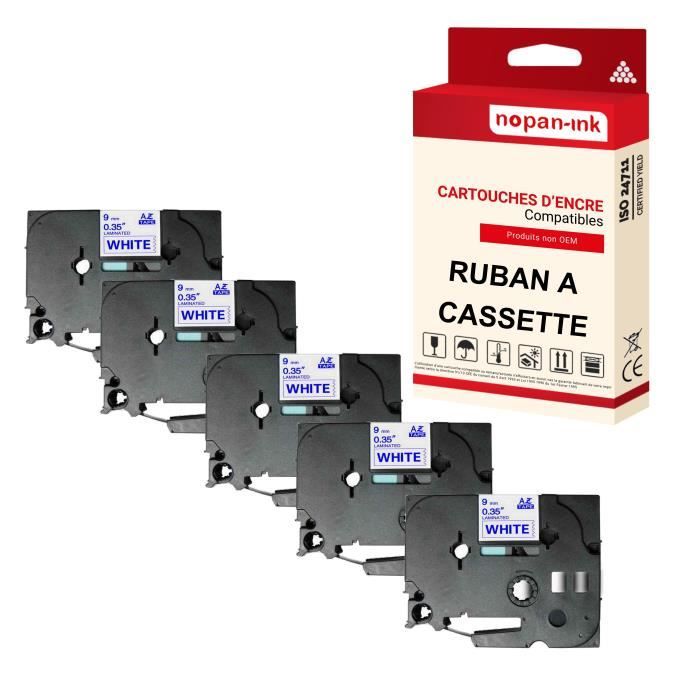 Brother - Cassette à ruban TZe-223 pour étiqueteuse Brother | 9mm x 8m | Bleu sur Blanc - TZE223