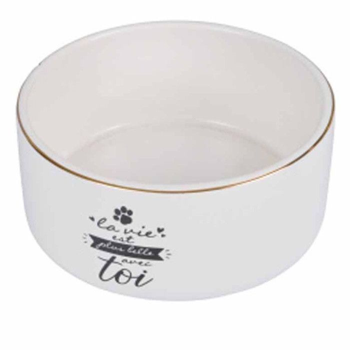 Comparer les prix de Gamelle pour Chien et Chat - PARIS PRIX - Modèle 'la Belle Vie' - Céramique - 13 cm - Bord doré