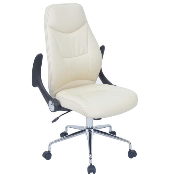 fauteuil de bureau en métal coloris blanc mat - 64 x 108,5 x 66 cm