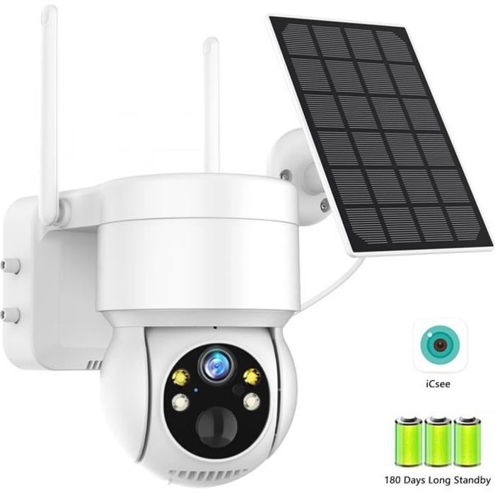 Caméra PTZ extérieure Wifi solaire sans fil 4MP HD batterie intégrée