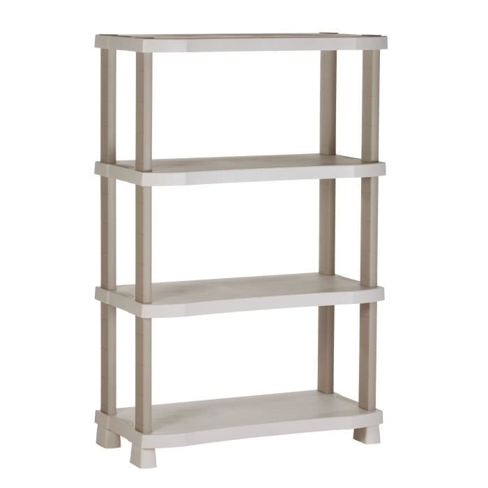 Etagère - PLASTIKEN - Plastique - 90 x 45 x 141 cm - 4 étages - Beige