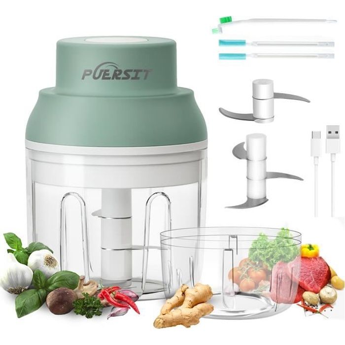 fruits ail 100 ml + 250 ml viande Mini hachoir électrique portable sans fil rechargeable pour aliments pour enfants ail fruits ail 100 ml + 250 ml viande Mini hachoir électrique portable sans fil rechargeable pour aliments pour enfants ail