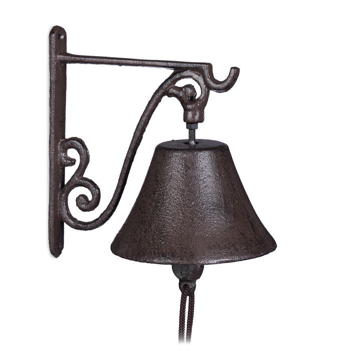 Relaxdays Clochette de porte en fonte antique Carillon fort et clair Cloche murale résistante brune - 4052025263973