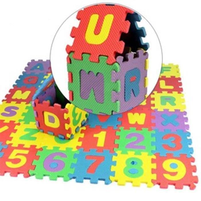Tapis Puzzle Mousse EVA 36 Pièces - Alphabet Et Chiffres, Apprentissage En Sécurité