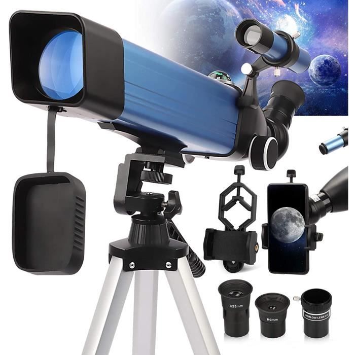 Télescope Astronomique Débutant 500/70mm - Lunette Réfracteur Avec Trépied, Adaptateur Smartphone Et 3 Oculaires (jusqu'à 200x) - Pour Observer La Lune, Planètes, Paysages - 10