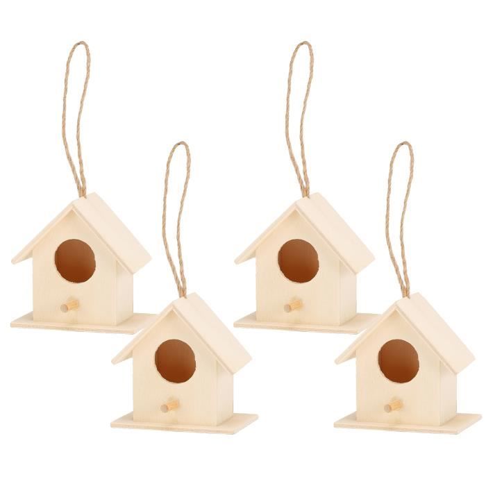 Comparer les prix de SALALIS Maison d'oiseau 4pcs Nids d'Oiseaux en Bois Nichoir Suspendu Boîte d'Élevage Cage à Oiseaux pour jardin anti-oiseaux