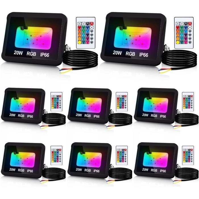 Projecteur LED RGB Extérieur 50W - 16M De Couleurs, Télécommande 2.4G + APP Bluetooth, étanche IP66, Pour Jardin, Fêtes