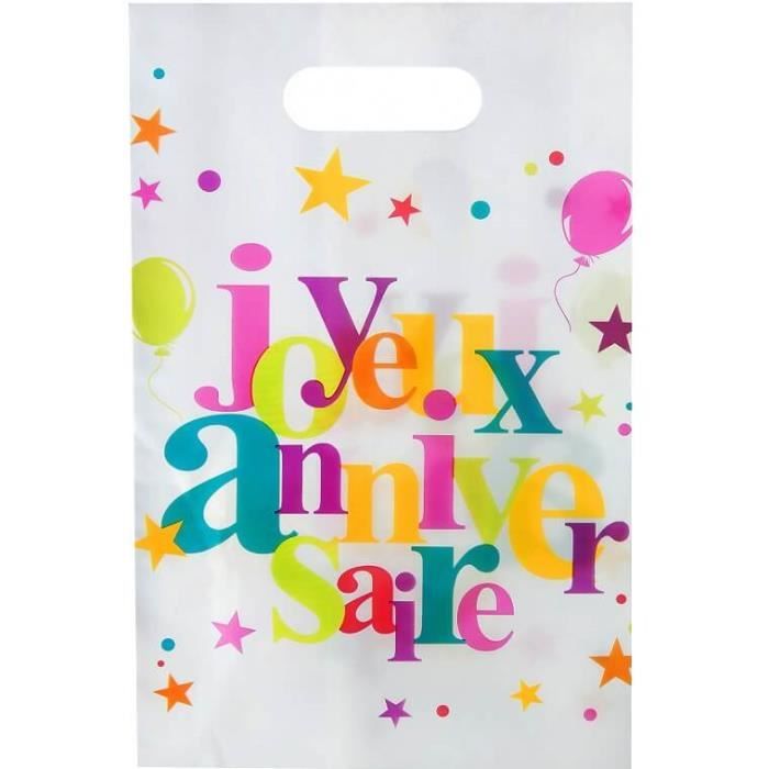 Sachet à bonbon joyeux anniversaire festif multicolore (x10) R/4801