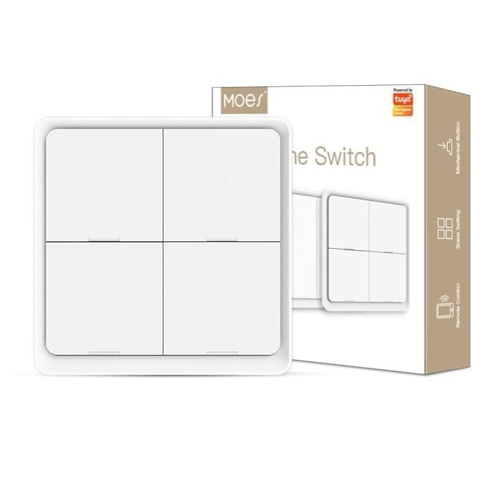 Interrupteur Scène Intelligent MOES ZigBee - 4 Boutons - Compatible Alexa/Google - Blanc