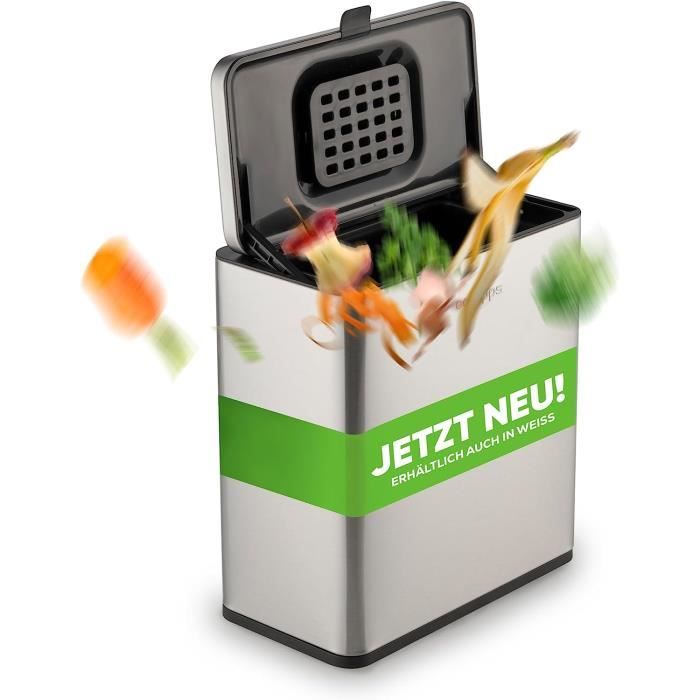 Poubelle Bio De Cuisine Murale 3L Ou 5L - Avec Couvercle Anti-odeurs Et Poignée - Pour Compost, Déchets Alimentaires