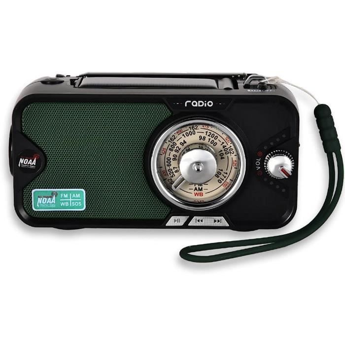 Radio D'urgence à Manivelle - 2 000 MAh - Radio Avec Batterie Pour Situations Urgence Radio Urgence A Piles Verte Pour Catastrophes Camping 96212023