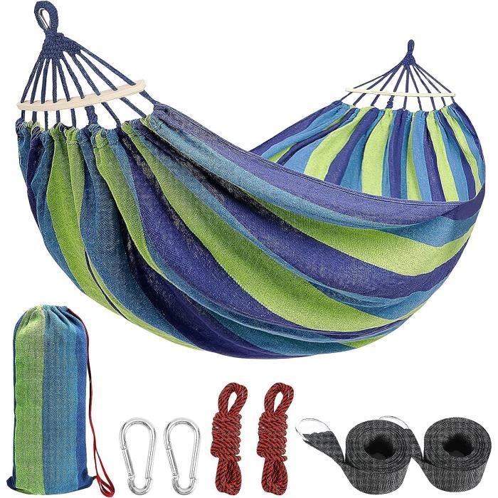Hamac d'extérieur en coton pour 2 personnes 190 x 150 cm avec sac de transport - Rouge - Meuble