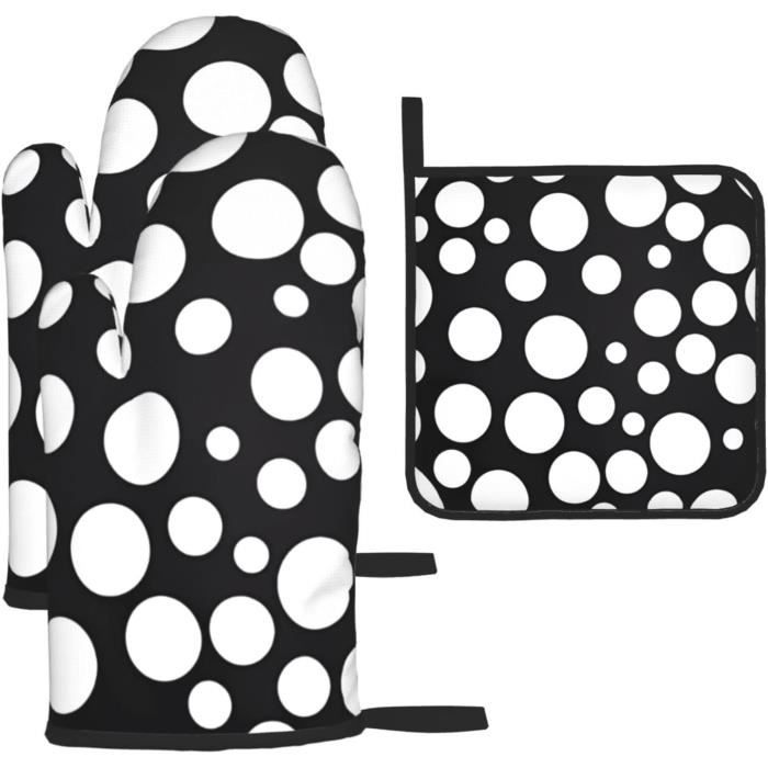 Ensemble Maniques Et Manique Motif Pissenlit Noir - Résistant à La Chaleur Pour Cuisine