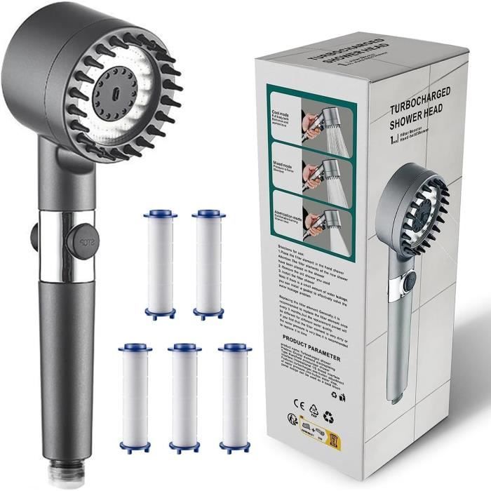 Krobec Pommeau De Douche 130mm 3 Modes - Tête Douche à Main Chrome Premium