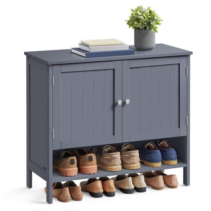 BuffetBuffet de RangementMeuble à Chaussures - VASAGLE - Style Campagne Moderne - 3 Niveaux - Étagère Réglable - Gris Ardoise