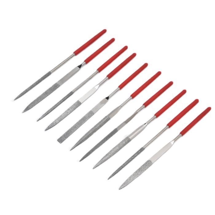 Jeu De 10 Pièces Mini Limes à Aiguille Diamant En Tige De 2mm Ensemble De Fichiers Polyvalentes 100mm Diamant Lime En Metal Pour Travail 78472009