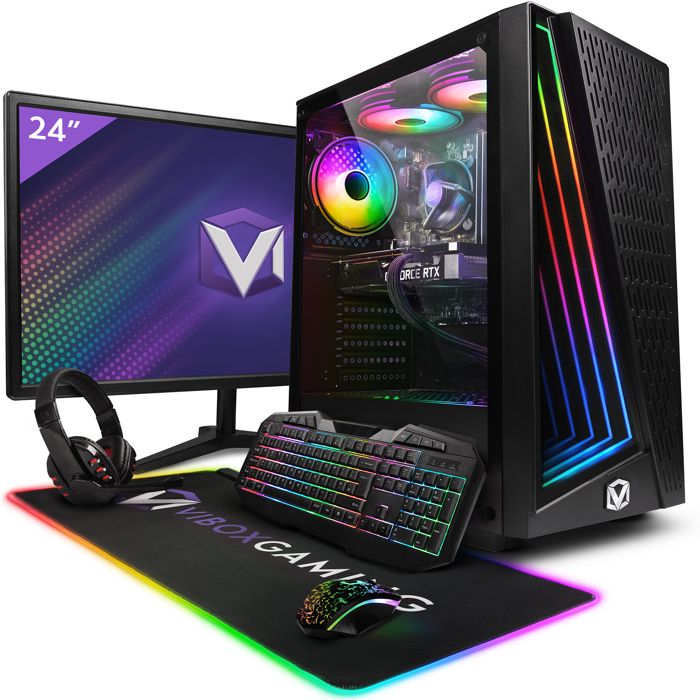 Vibox II-56 PC Gamer – 23 Écran – Intel i5 10400F – GT 1030 2Go – 16Go RAM – 1To NVMe SSD – Win11 – WiFi