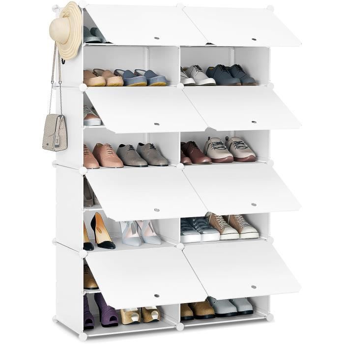 WOLTU Meuble Chaussure Rangement Chaussure avec 8 Compartiments Boîte Empilable en Plastique Blanc W0ITT2005
