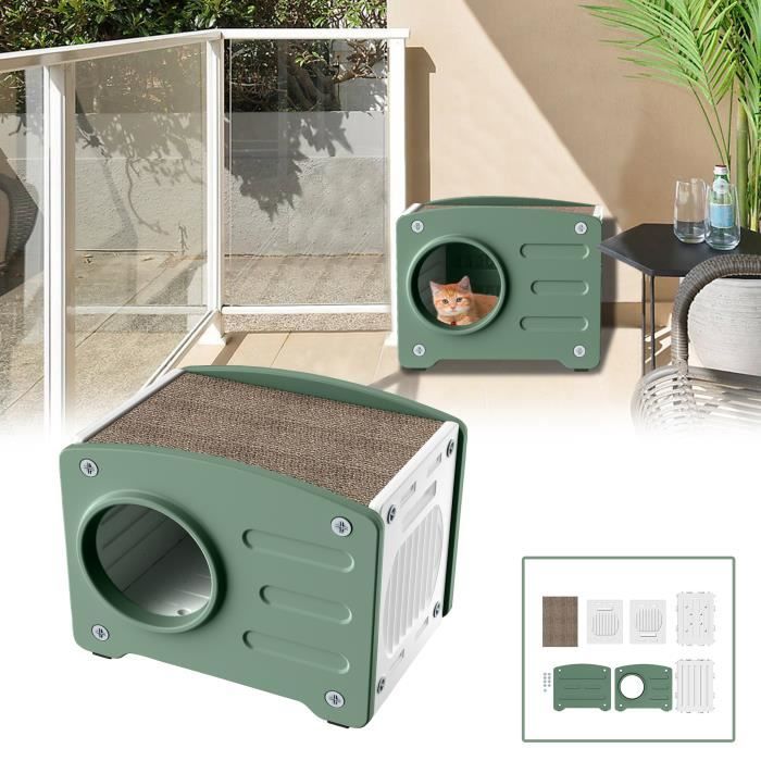 Comparer les prix de YRHOME Maison pour chats Maison extérieure pour chats Plastique avec griffoir Conception Ventilée 55,3x40,5x46 cm