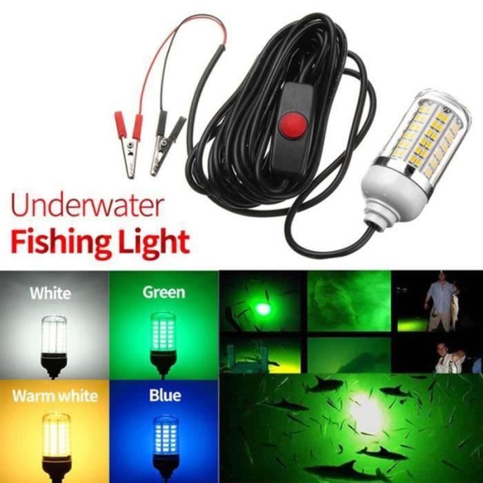 Fovaa Lampe de pêche sous-marine verte IP68 LED 3000 lumens 12 V 30 W