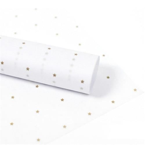 Feuille Papier de Soie Imprimé - Gold Stars on White
