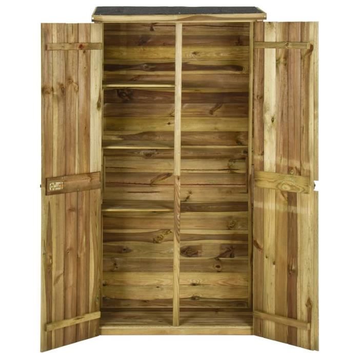 Abri à outils - ZERODIS - HB042 - Pin imprégné - 85 x 48 x 177 cm - Toit imperméable