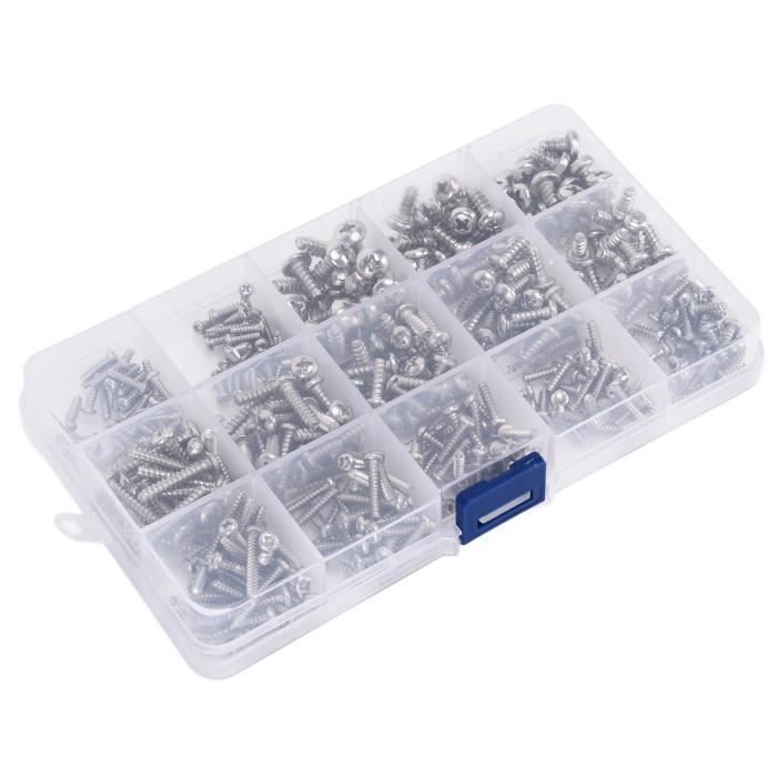 100 Vis Autotaraudeuses M2 X 12mm - Acier Inox - Tête Fraisée Phillips - Uxcell