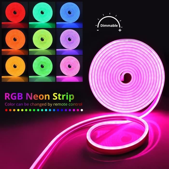 SPAHER RGB Neon Ruban LED 10m Bande LED Dimmable Flexible Néoande