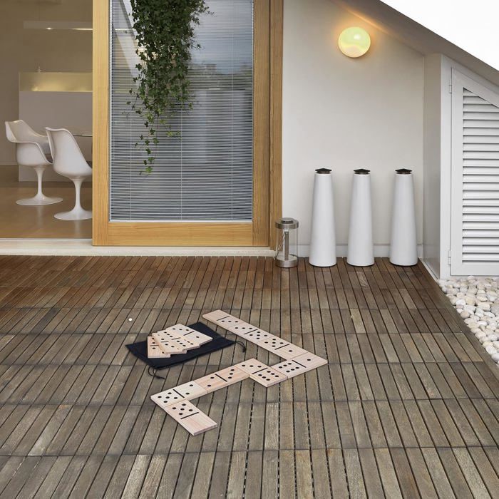 MIJOMA Domino géant XXL - Jeu de dominos d'extérieur tendance en bois pour toute la famille - 28 dominos - Grand format 15 x 7,5 cm