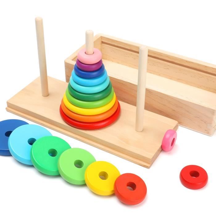 BOÎTE À FORME Pyramide bebe anneaux a empiler bois arc en ciel multicolore  jouet jeu educatif-D1 - Cdiscount Jeux - Jouets