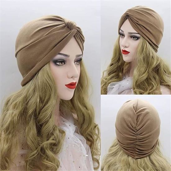 Turban Chimio / Perruque Synthétique - Blond Clair Méché Cuivré - Bonnet Moyen - Neuf Avec Étiquettes