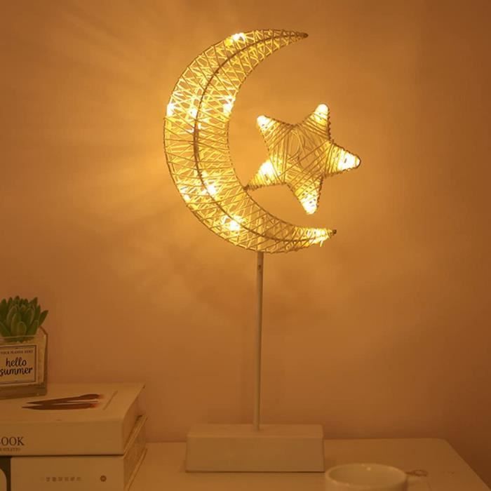 Lampe de table alimentée par batterie en forme de lune Ramadan