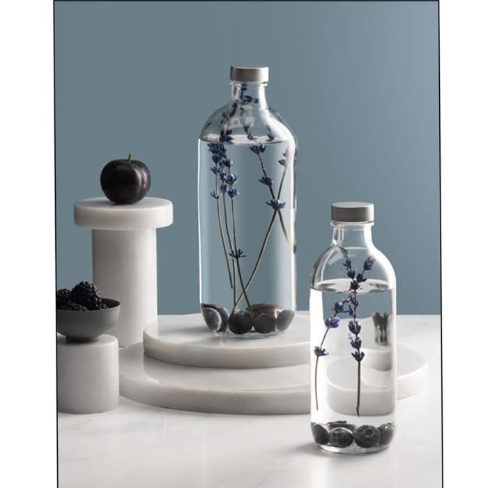 Lot de 2 bouteille en verre avec bouchon à vis, carafe pour l'eau, jus,  capacité 1 L - Ø 9 x Hauteur 26 cm -JUANIO - Cdiscount Maison