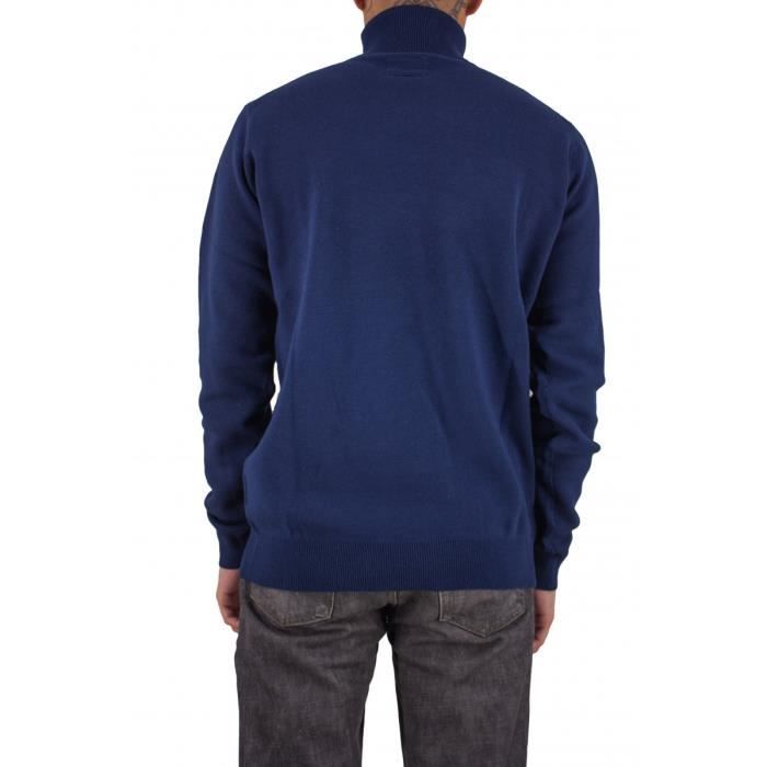 Torrente Couture Pull col roul uni Cashmire Bleu Marine Homme