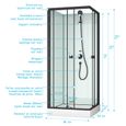 Cabine de douche carrée 80x80x200 cm - Portes coulissantes - Fonds Blancs & Profilés Noir Mat-3