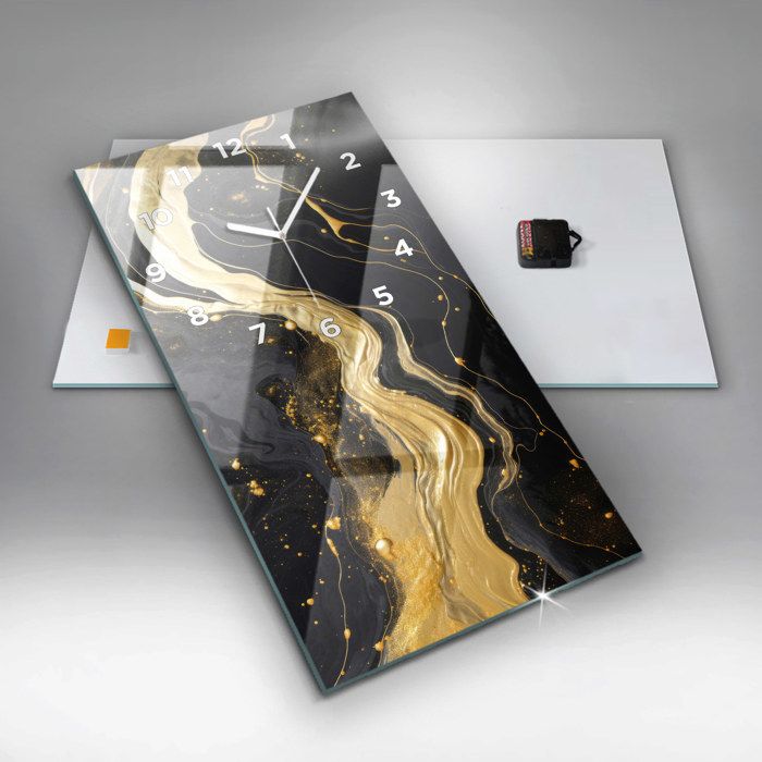 Horloge Murale Tulup En Verre Marbré - 60x60 Cm - Mouvement Quartz - Blanc - Design Moderne