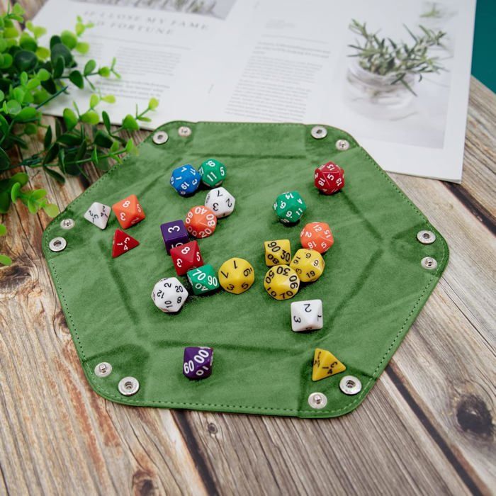 Cusdie Plateau à Dés Hexagonal Pliable – Double Face En Cuir Et Velours Violet Foncé, Idéal Pour Jeux De Rôle D&D