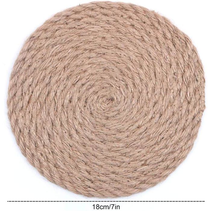 Dessous De Verre En Rotin Tissé Main – Lot De 4 – Diamètre 7 Pouces (18 Cm) – Isolants Et Décoratifs